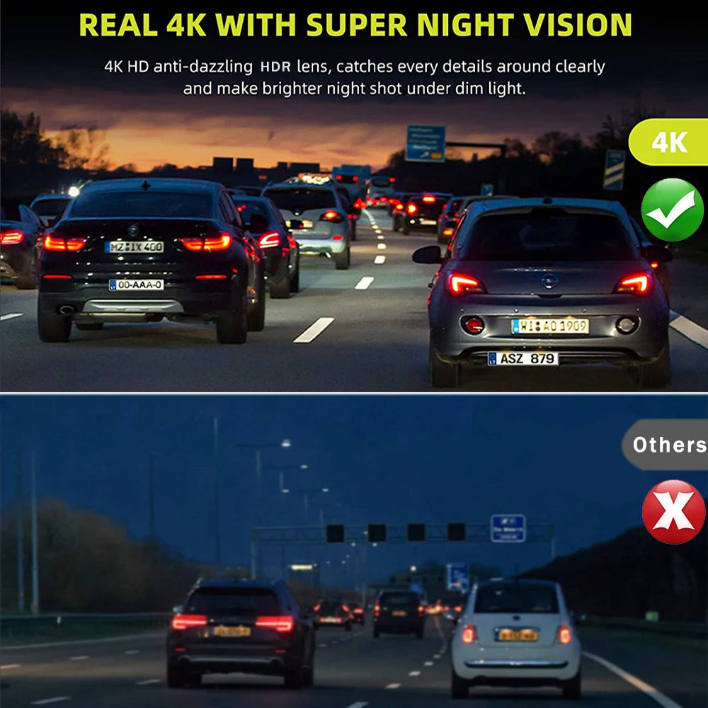 Car DVR 10 Inch 4K GPS WIFI Mirror Dash Cam Dual Lens Dashcam IPS Screen Car Camera Drive Recorder Stream RearView Mirror