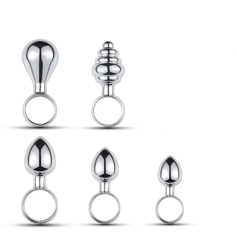 Ring Shape Anal Plug Sex Toys Metal Pull Ring Butt Plug Stainless Steel Smooth Ass Plug For Couple Sex Toys Dildo Anal Training