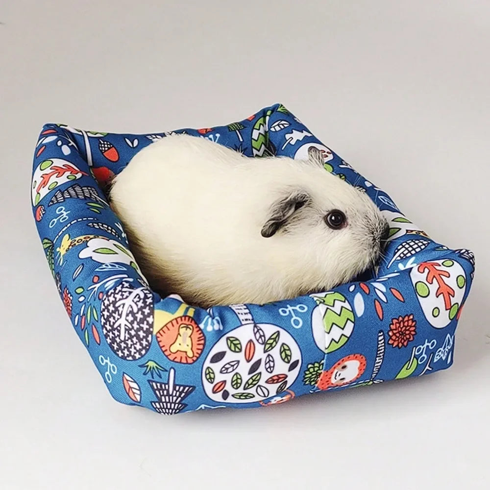 Print Sleep Bed House Rectangle Mat with Rattan Mat for Pet Small Animal Dogs Cat Rabbit Squirrel Guinea Pig Hamster All Seasons