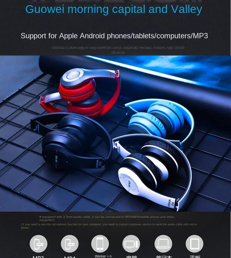 Bluetooth 5.0 Wireless Headphone Foldable HIFI Stereo Bass Earphone Kid Girl Helmet Gift With Mic USB Adaptor For iPhone TV Game