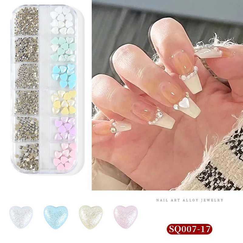 3D Nail Art Rhinestones Nail Decorations Gems Crystal Pearl Butterfly Half Beads Nail Art DIY Decoration Wholesale Mix Size