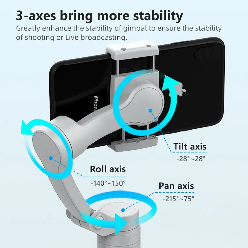 AXNEN HQ3 3-Axis Gimbal Stabilizer for Smartphone Handheld Phone Video Record, Android iPhone Tiktok Vlog Cellphone Stabilizer