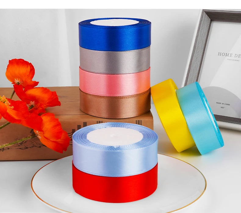 25yards/roll 1inch Satin Ribbon DIY Handmade Crafts Gift Box Flower Cake Decoration Wedding Birthday Party Festival Supplies