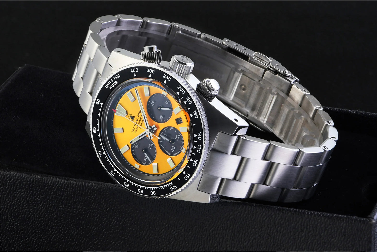 Tactical Frog Chronograph Watch Sapphire Crystal Mirror Ceramic Bezel V2 Solar VS75A Eco-Drive Quartz 20Bar Luminous Mens Watch