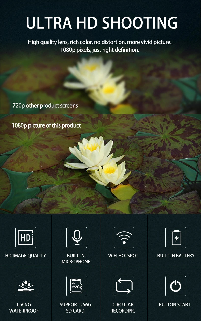 1080P high-definition wireless small camera, WiFi hotspot mini DV camera, outdoor sports camera, motorcycle driving recorder