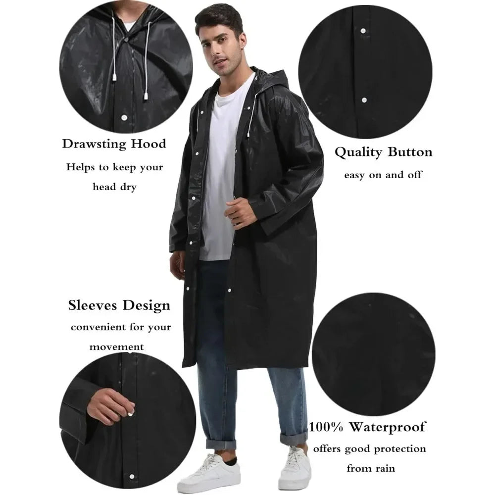 2PCS Rain Ponchos for Adults Reusable - Borogo Rain Coats for Adults Rain Jackets Raincoats for Men Women