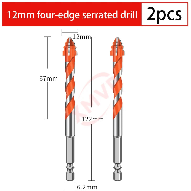 Four-edge serrated drill, eccentric drill bit, high-hardness tile and concrete drilling Super hard electric drill dry drilling