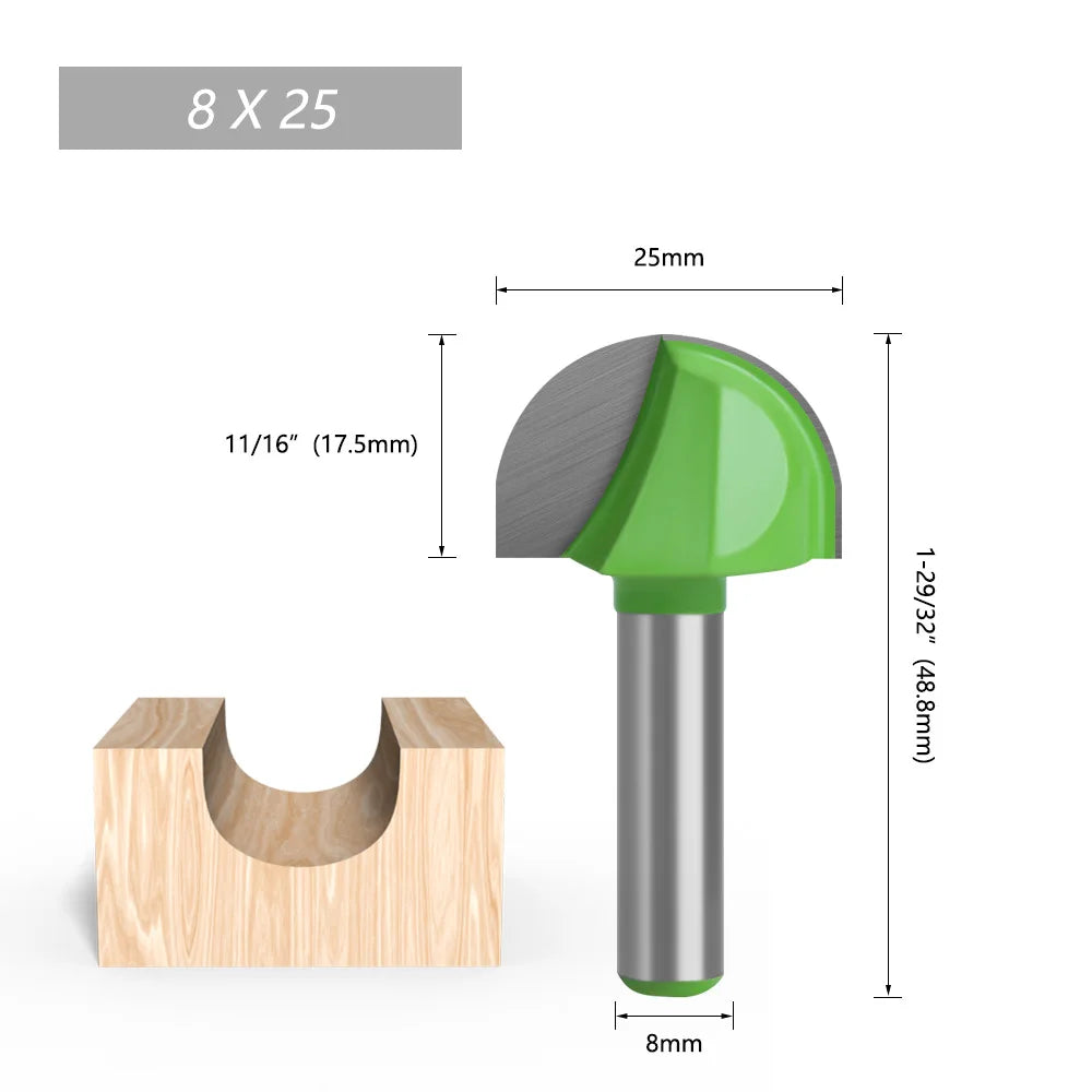 Round Bottom Over Nose Router Bit CNC 6mm Router Bit Set Carbide Ball End Mill 6mm 8mm for Wood Woodworking