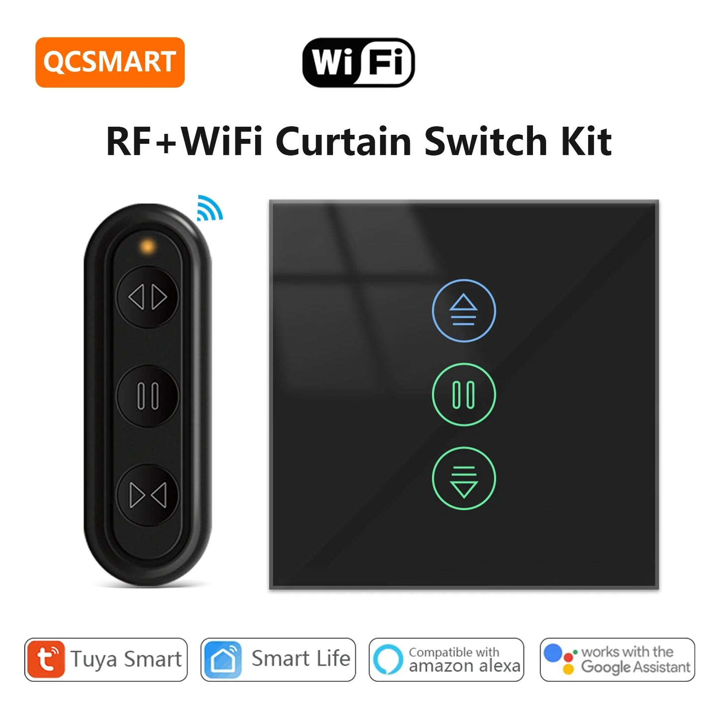 Tuya Black Curtain Roller Shutter Blinds Switch Smart Life App Percentage Progress Remote Control Google Assistant Alexa