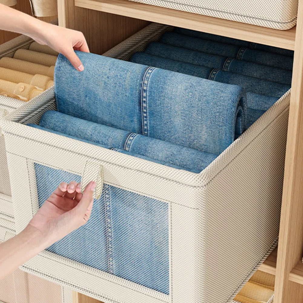 Foldable Transparent Large Capacity Covered Clothing Storage Artifact Seasonal Clothing Rotation Storage Moving Wardrobe