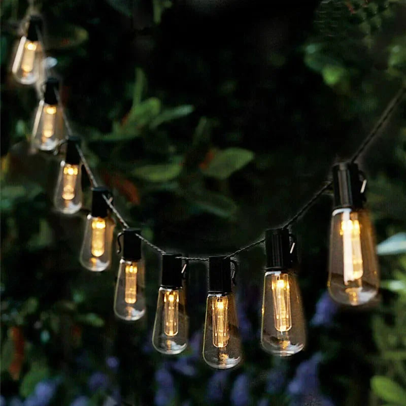 LED Solar String Light Outdoor Christmas Decoration Bulbs Retro Fairy Lights for Patio Camping Holiday Wedding Party Decoration