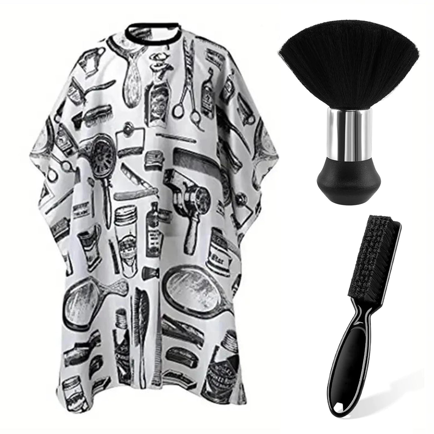 Professional Barber's Tools 3/8-Piece Set Hair Cutting Cape Neck Duster Hair Brush–Premium Salon Haircut Styling Accessories