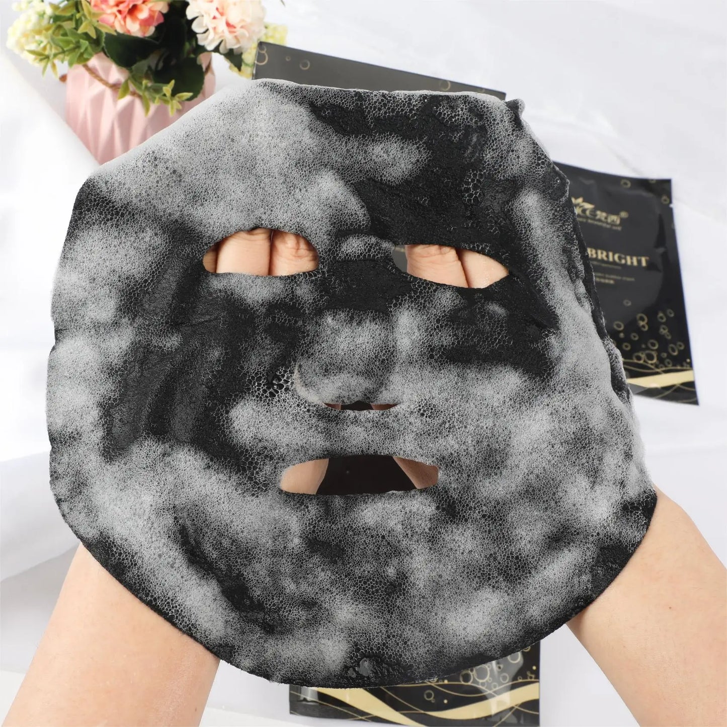 10pcs FONCE Oxygenating Black Sea Salt Bubble Mask Moisturizing Mask Care Deep Purifying Moisturizing Mask