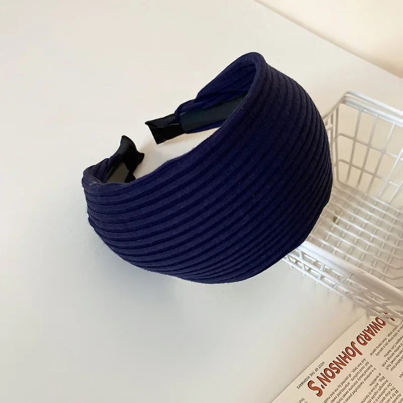 Kintting Solid Color Wide Edge Striped Nonslip Arc Acrylic Headbands for Women French Temperament Atmosphere Hair Accessories