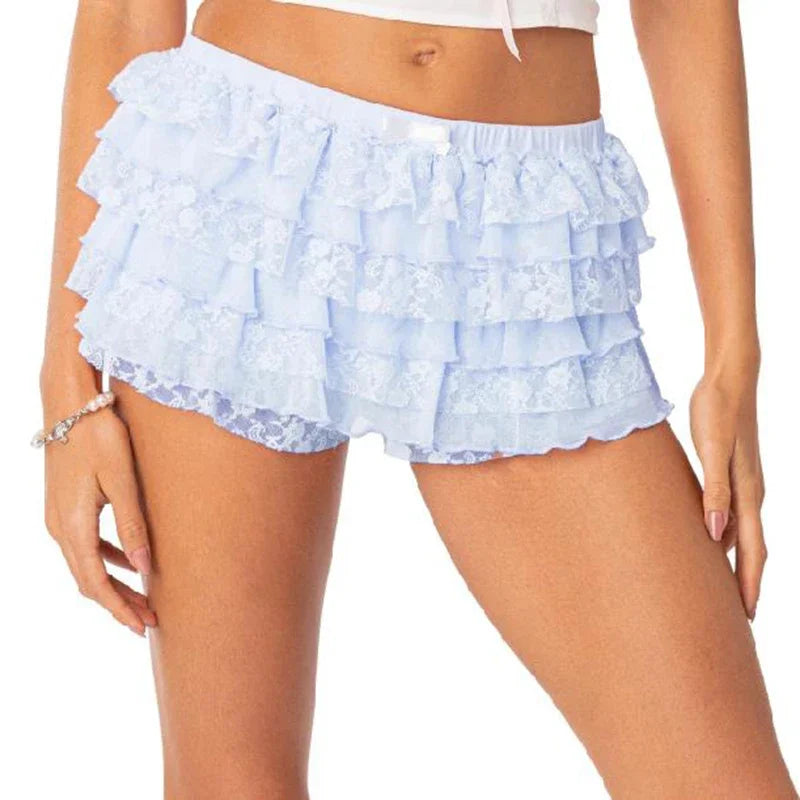 Womens Lace Ruffle Shorts Pettipants Pumpkin Pants Booty Shorts Lolita Dress Safety Shorts Japanese Style Multi-layers Bloomer