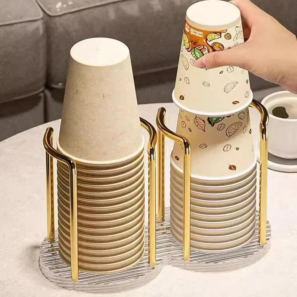 Disposable Cup Storage Holder Water Tea Cups Dispenser Rack Shelf with Longer Stick Mug Display Stand Home Organizer