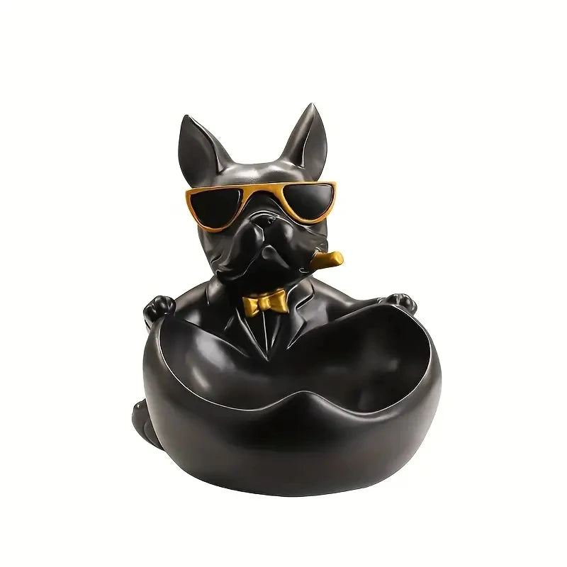 Creative Sunglasses Cool Dog Statue Bulldog Statue Storage Box Animal Decoration Resin Craft Art Statue Home Decoration Gift