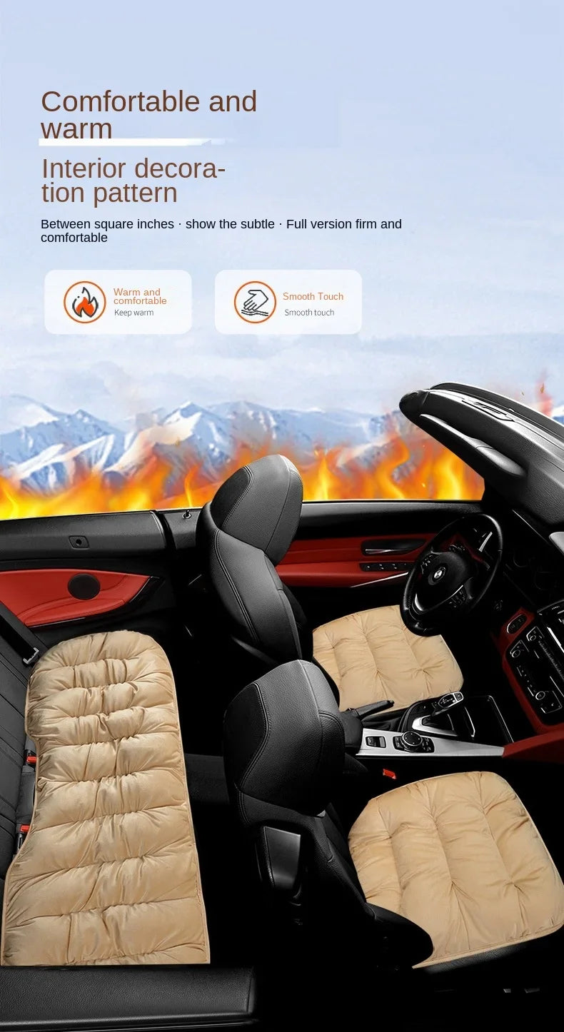Winter Car Seat Cover with Back Pad Warm Slip-resistant Car Seat Cushion Chair Protector Universal for Suv Pick-Up Truck Sedan