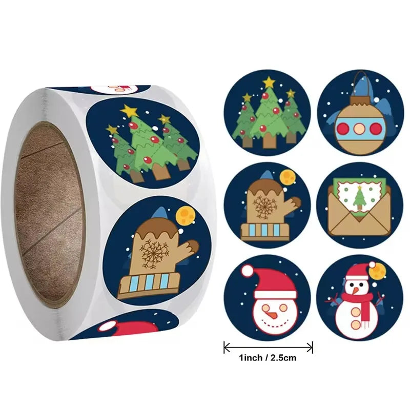 100-500PCS 100-500PCS Merry Christmas Stickers Small Children's Stickers for Kids Rolling Sticker Pack Roll Packing Lables