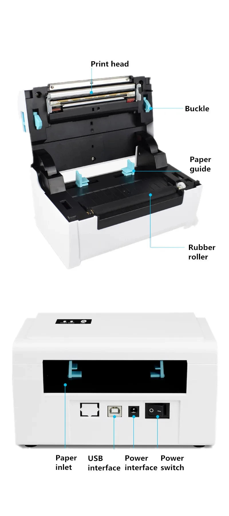 ZJiang 4x6 Inch Desktop Thermal Shipping Label Printer 40-110mm Width Express Package Sticker USB BT Barcode ZJ9200 Maker