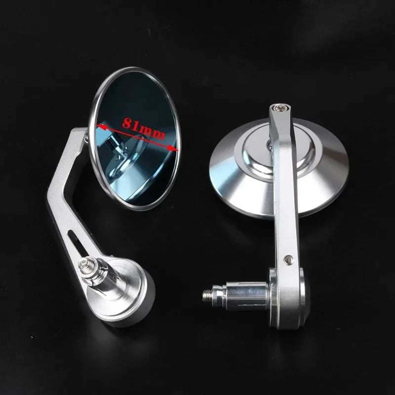 Motorcycle Handlebar Mirror Bar End Rear View Mirrors Balance Slider Grip Side Mirror CNC Silver 22mm Universal Anti-reflective