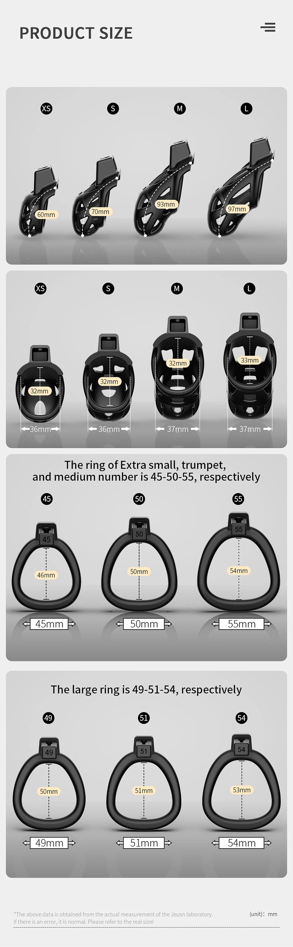 Jeusn Male Chastity Cage Sex Toys Discreet Sissy Femboy Chastity Cock Cage Device Penis Rings Male With 3 Size Men's Adult Goods
