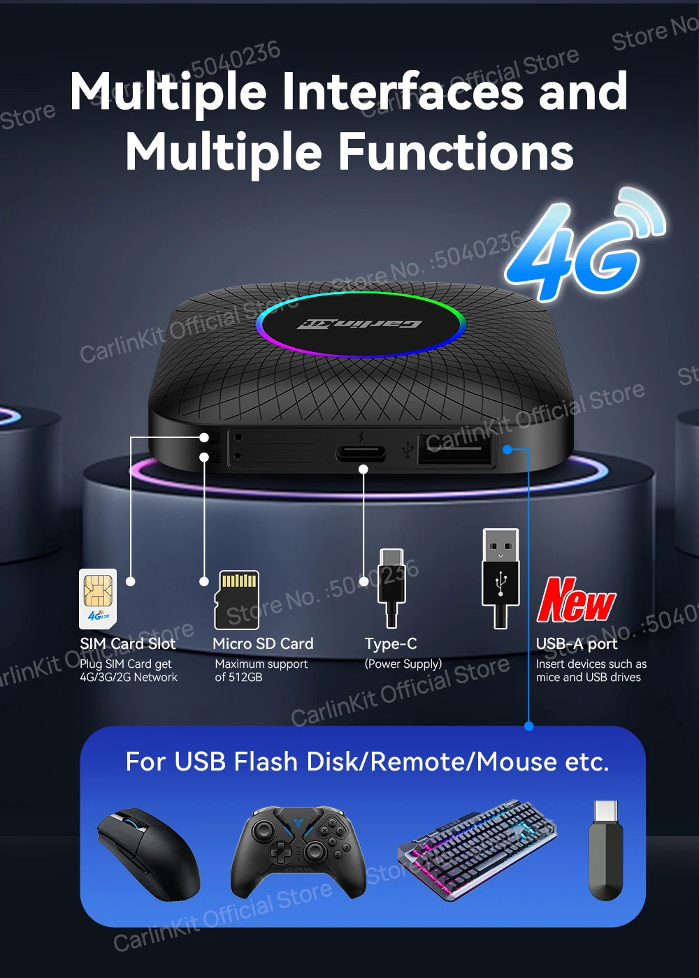 CarlinKit Android 13 SDM660 6225 CarPlay Ai Box LED 8-Cores Wireless Android Auto& CarPlay Car USB Adapter 64G 128G FOTA Upgrade