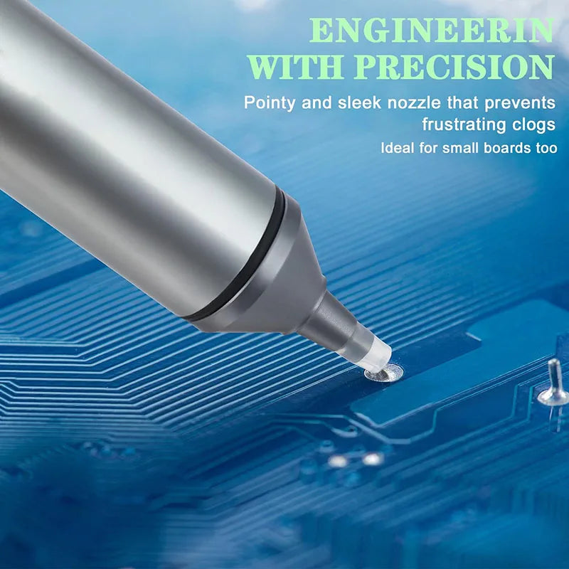 Solder Sucker Non-Clog Desoldering Pump for Removing Solder with Replaceable Heat-Resistant Silicone Tip and Spare Metal Tip