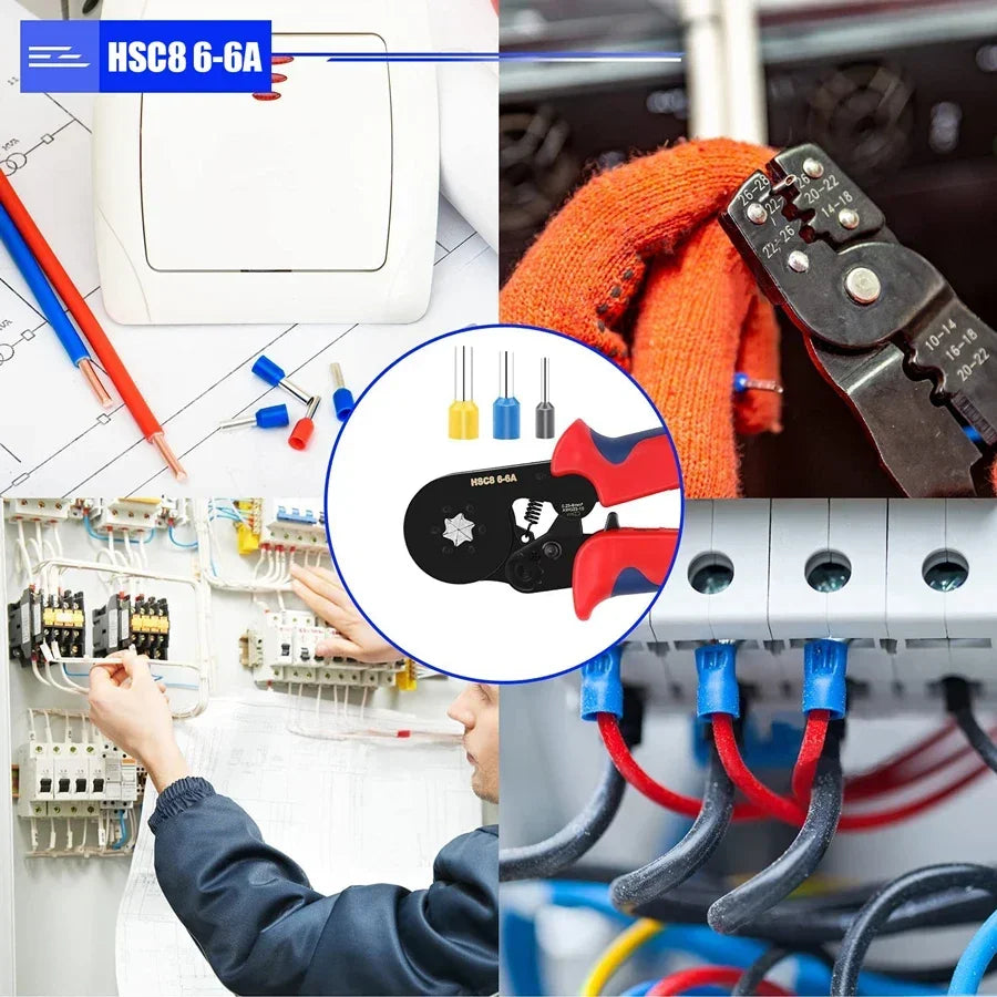 Manual Crimping Pliers HSC8 6-4A/HSC8 6-6A Tube Terminal Crimping Tool With Terminal Tip Set for Home Improvement and Electrica