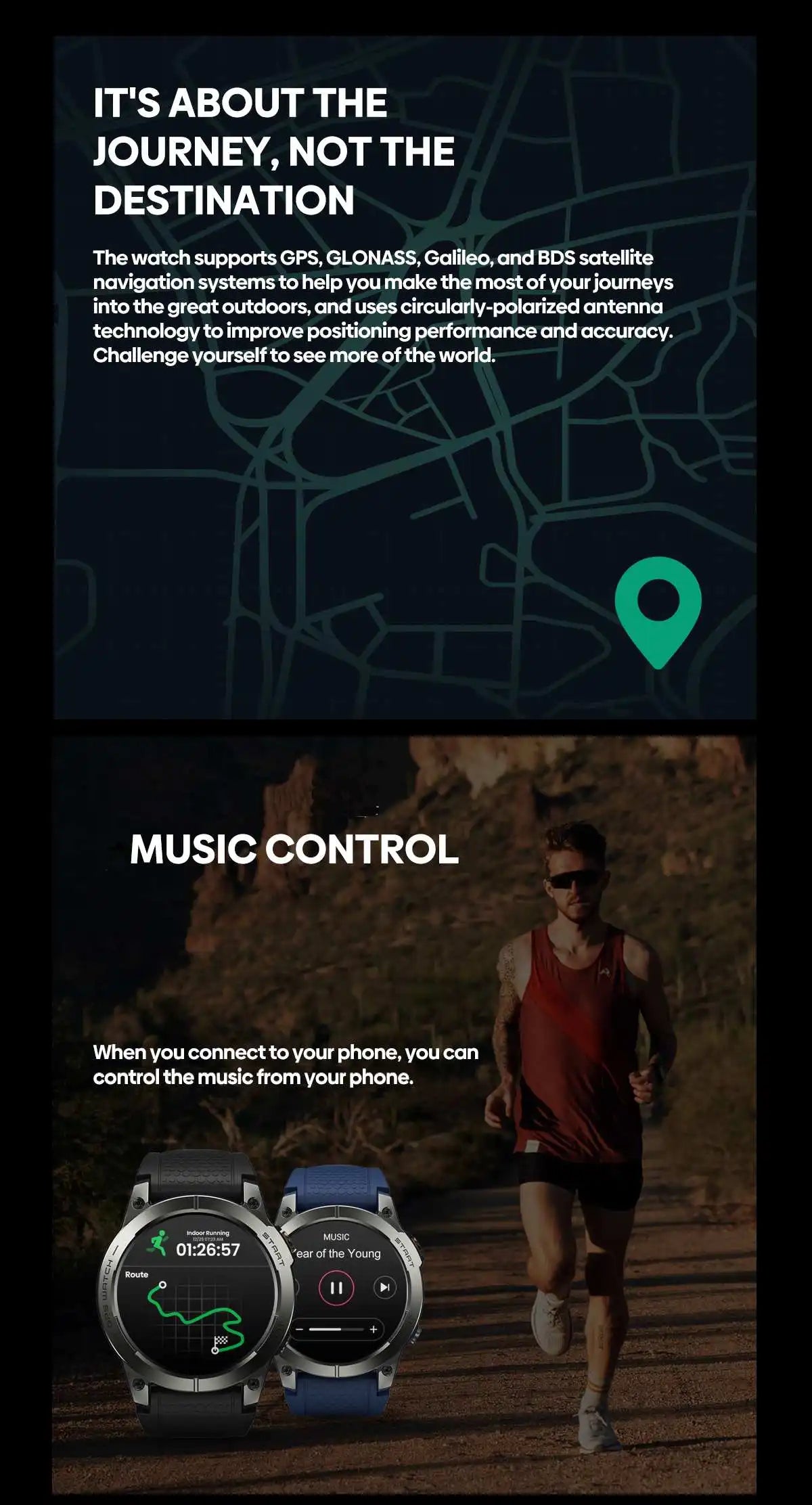 [2024 World Premiere] Zeblaze Stratos 3 Pro GPS Smart Watch Built-in GPS 1.43'' AMOLED Display Bluetooth Phone Calls For Man