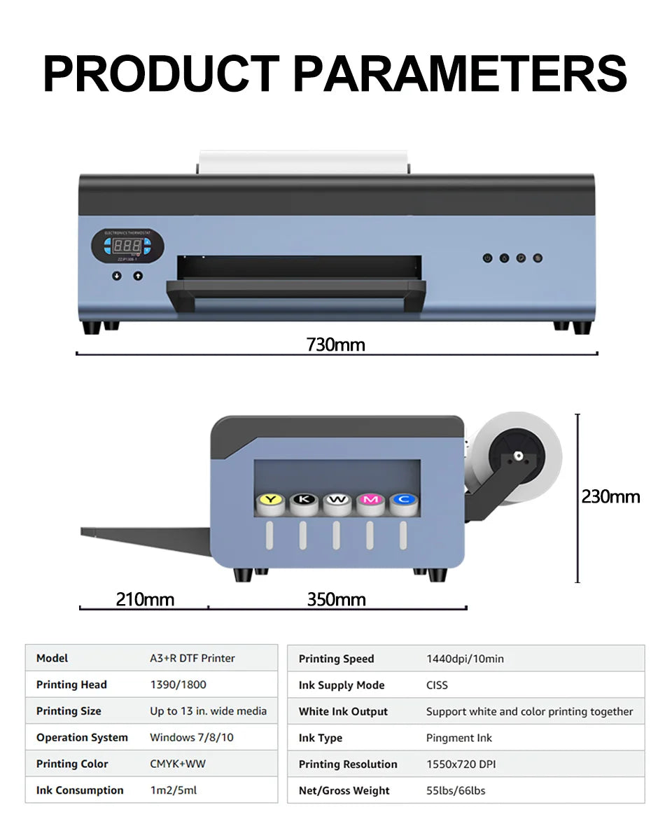A3 R1390 DTF Printer with DTF Curing Oven Direct To Film DTF tshirt Printing Machine A3 DTF Printer For Clothes Hoodies Fabric