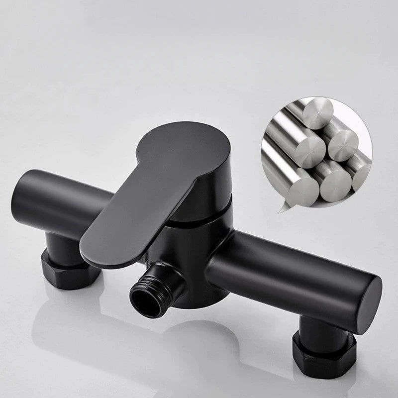 304 Stainless Steel Bathroom Shower Faucets Triple Bathtub Faucet Wall Mounted Hot and Cold Water Mixer Valve Nozzle Tap G1/2in