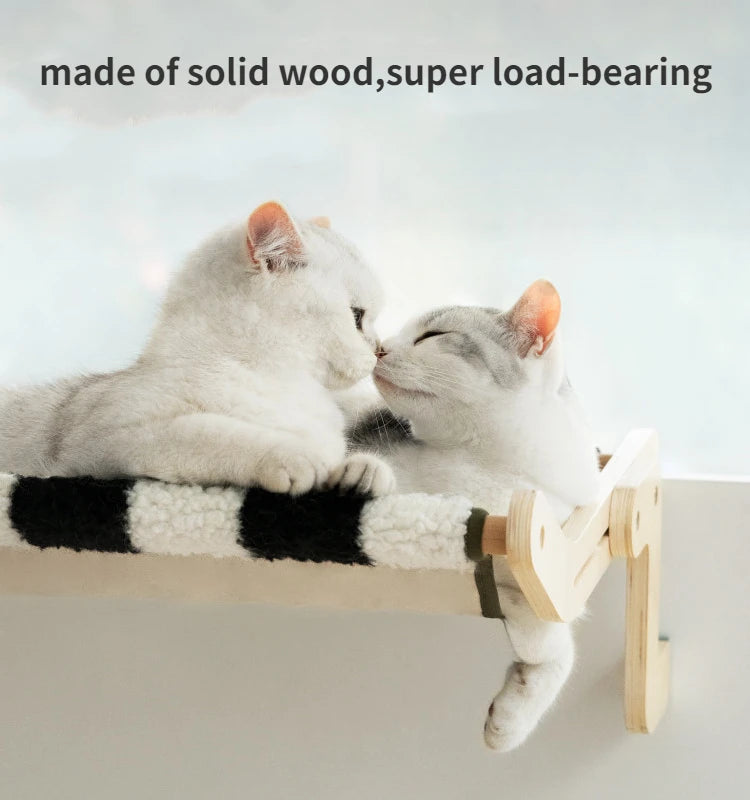 Hanging Pet Cat Bed Hammock Sofa House Furniture Kitten Indoor Washable Removable Seat Wooden Sleeping Bed Perch Shelves