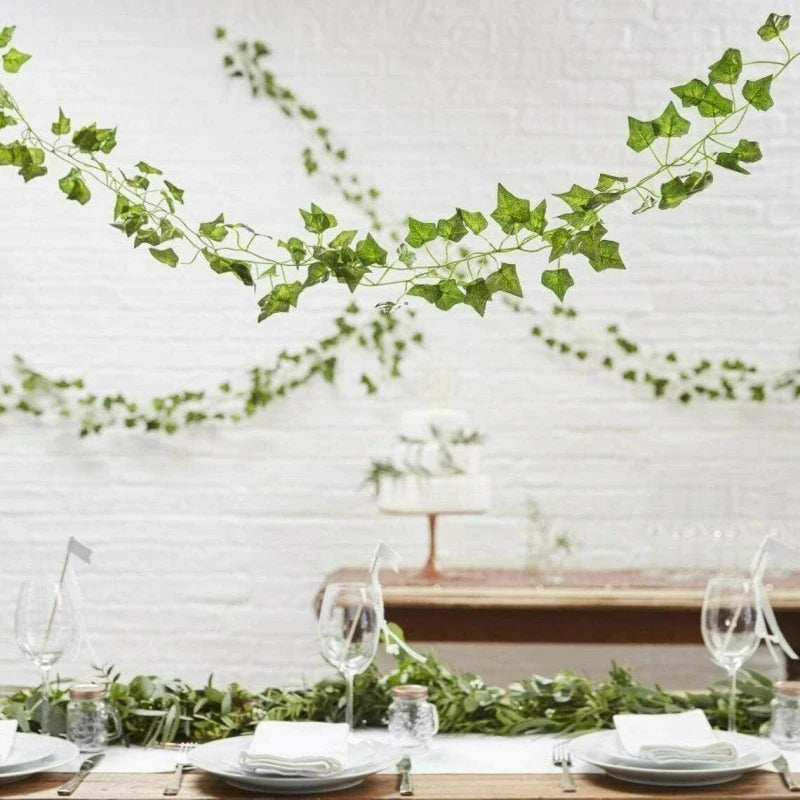 10/2M Artificial Plant Green Ivy Leaf Garland Hanging Vines Outdoor Greenery Wall Decor Fake Wreath Leaves Home Party Decor