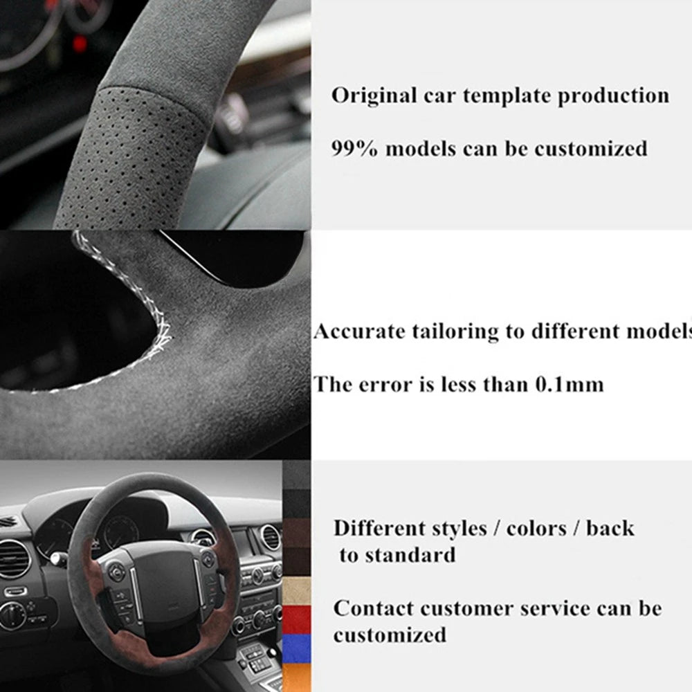 Car Steering Wheel Cover DIY Black Genuine Leather Suede For Mercedes Benz C200 C250 C300 Sport CLA220 B250 B260 A200 A250