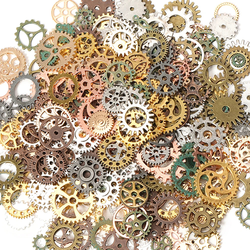 50g Mixed Steampunk Gears Cogs Charms Pendant DIY Crafts Jewelry Making