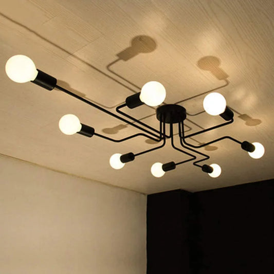 Vintage Pendant Lights Multiple Rod Hanging Lamps Wrought Iron Ceiling Lamp E27 Bulb Lamparas for Home Lighting Fixtures