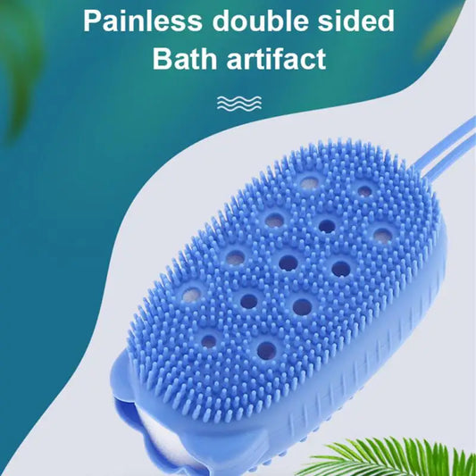 Silicone Body Scrubber Shower Exfoliating Scrub Sponge Bubble Bath Brush Massager Skin Cleaner Cleaning Pad Bathroom Accessories