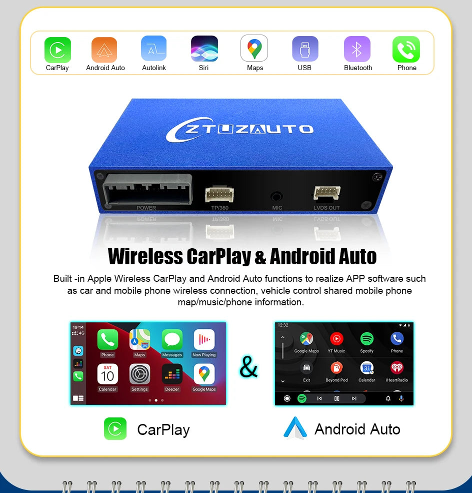 Wireless CarPlay Android Auto Box 5G Upgrade Version For Volvo V40 V60 XC60 S60 V70 XC70 S80 2010-2014 OEM Microphone Accessorie