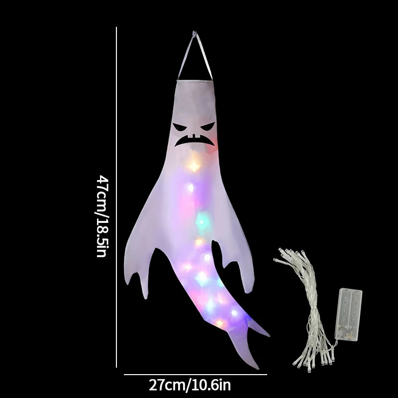 Halloween Ghost Hanging Decorations Glowing Ghost Windsock  Hanging Pendant for Outdoor Horry Hallow Day of The Dead Decoration