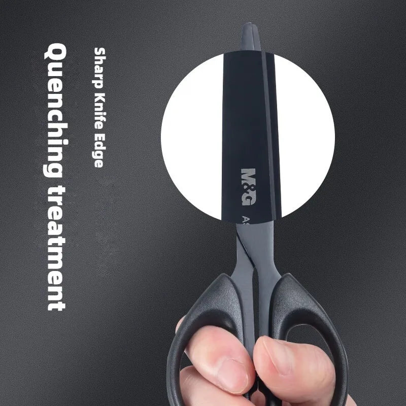 M&G 160mm Black Blade Scissors Wear-resistant Stainless Steel Blade Not Easy to Glue Household Manual Life Durable Scissors
