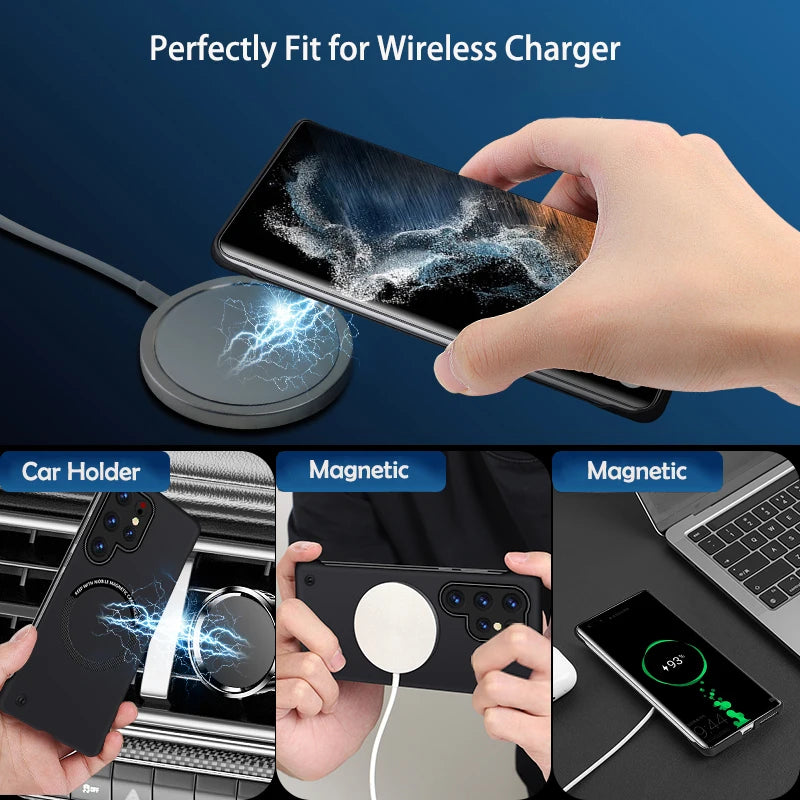 Ultra Slim Magnetic Frameless Solid Color Phone Case for Samsung S26 S25 FE Edge S24 S23 S22 S21 FE Plus Ultra Magsafe Cover