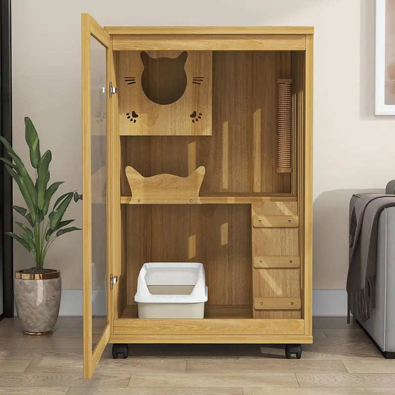 Can Customize Factory Wholesale Luxury Wooden Cat House Large Cat Bed  Cat Hous Indoors