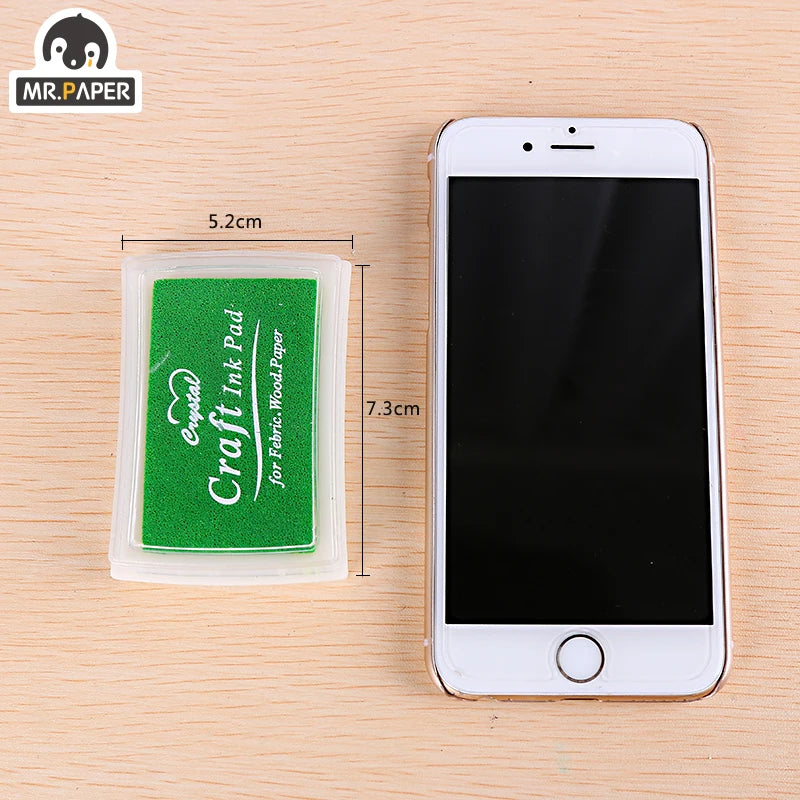 Mr Paper 15 Colors Inkpad Handmade DIY Craft Oil Based Ink Pad for Fabric Wood Paper Scrapbooking Ink pad Finger Painting