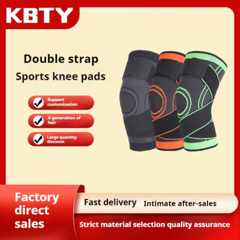 Cross-border Sports Compression Knitted Strap Nylon Knee Guard Men's and Women's Running Mountaineering Knee Guard