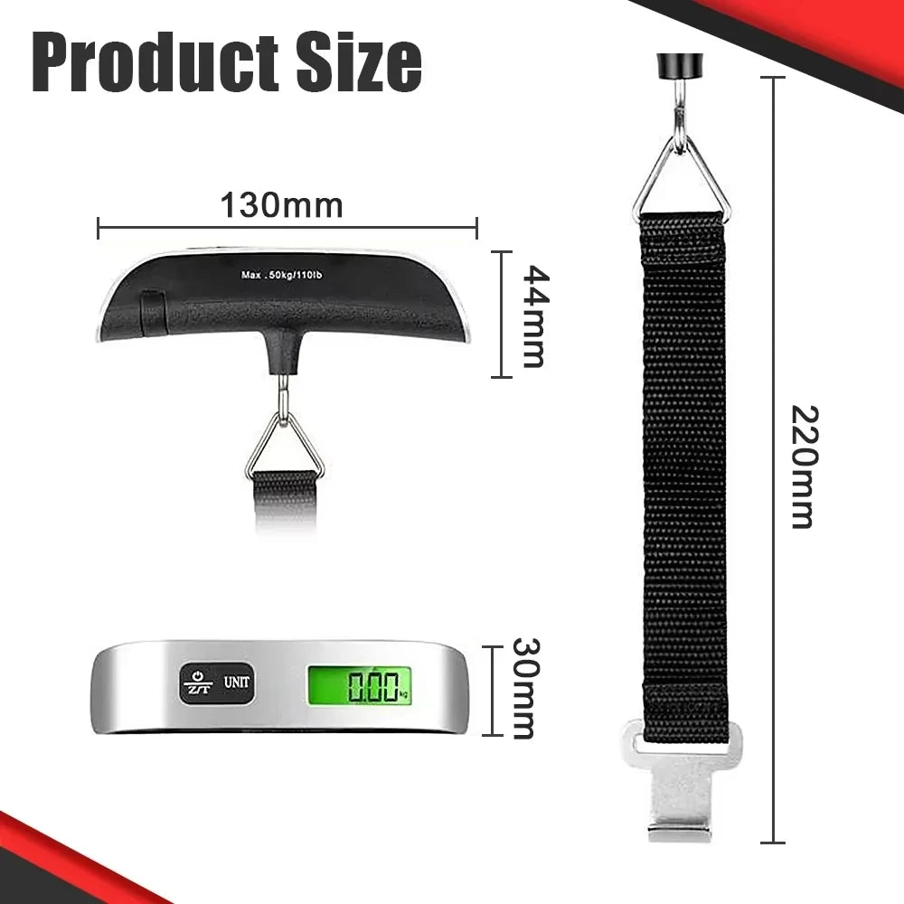 ABX Portable High Precision Scale Digital LCD Display Suitcase Travel Bag Hanging Steelyard Hook Balance Scale Tools 110lb/50kg