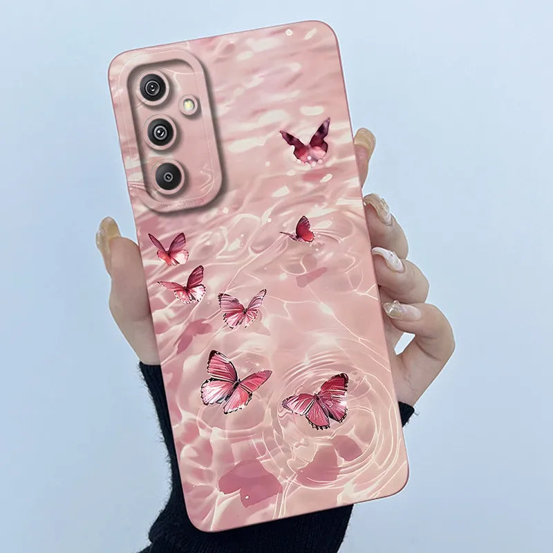 For Samsung Galaxy M34 M35 5G F34 5G Simplicity Flowers Liquid Shockproof Silicone Soft Phone Cover For SamsungM34 5G Case