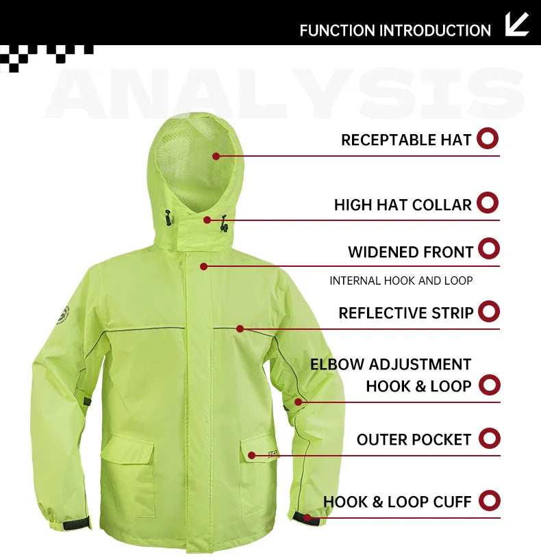 Star Field Knight Black Motorcycle Rider Raincoat Suit Men Women Riding Waterproof Clothes Raincoat Rainpants Split 2Pcs/set