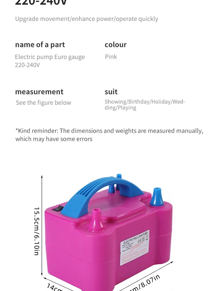 High Voltage Double Hole AC Inflatable Electric Balloon Pump EU Plug Electric Air Balls Pump All Style Inflator Pump Portable Ai