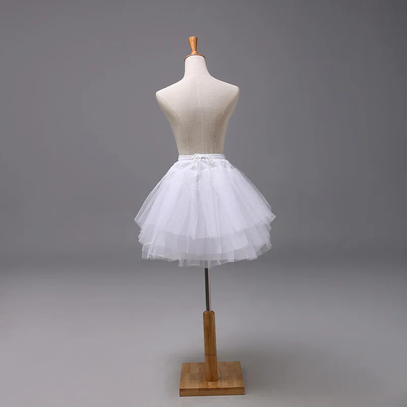 Three Layer Lolita Short White Kids Girls  Petticoat Underskirt For Ball Gown Wedding Dress Mariage Underwear Crinoline